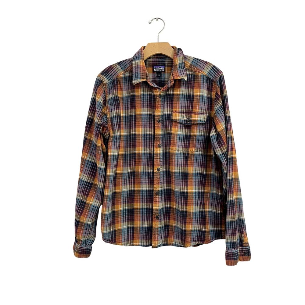 Patagonia Fjord Organic Cotton Plaid Flannel Shirt Mens Small Outdoor Fall Sz S